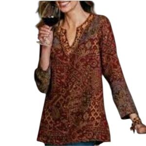 Soft Surroundings Nikol Women's Plus Size 2X Tapestry Paisley Tunic
